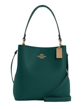 NWT Coach Teal Green Pebbled Leather Bucket Bag with Gold Hardware